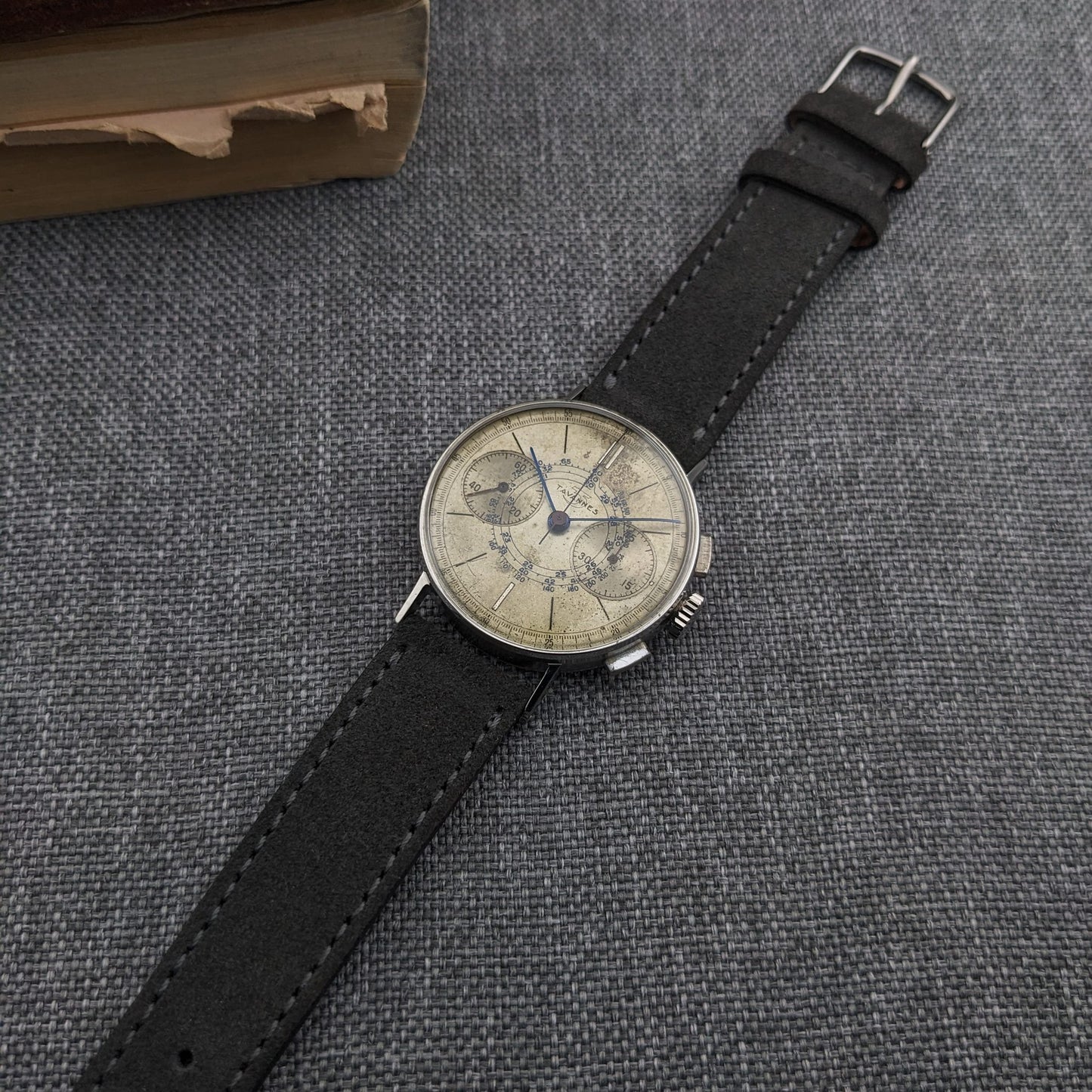 Circa 80 Years Old / Tavannes WWII Military two-register Chronograph / Ref S/1313 / Vintage 1940s Watch / Cal Venus 175 Movement / Serviced dial