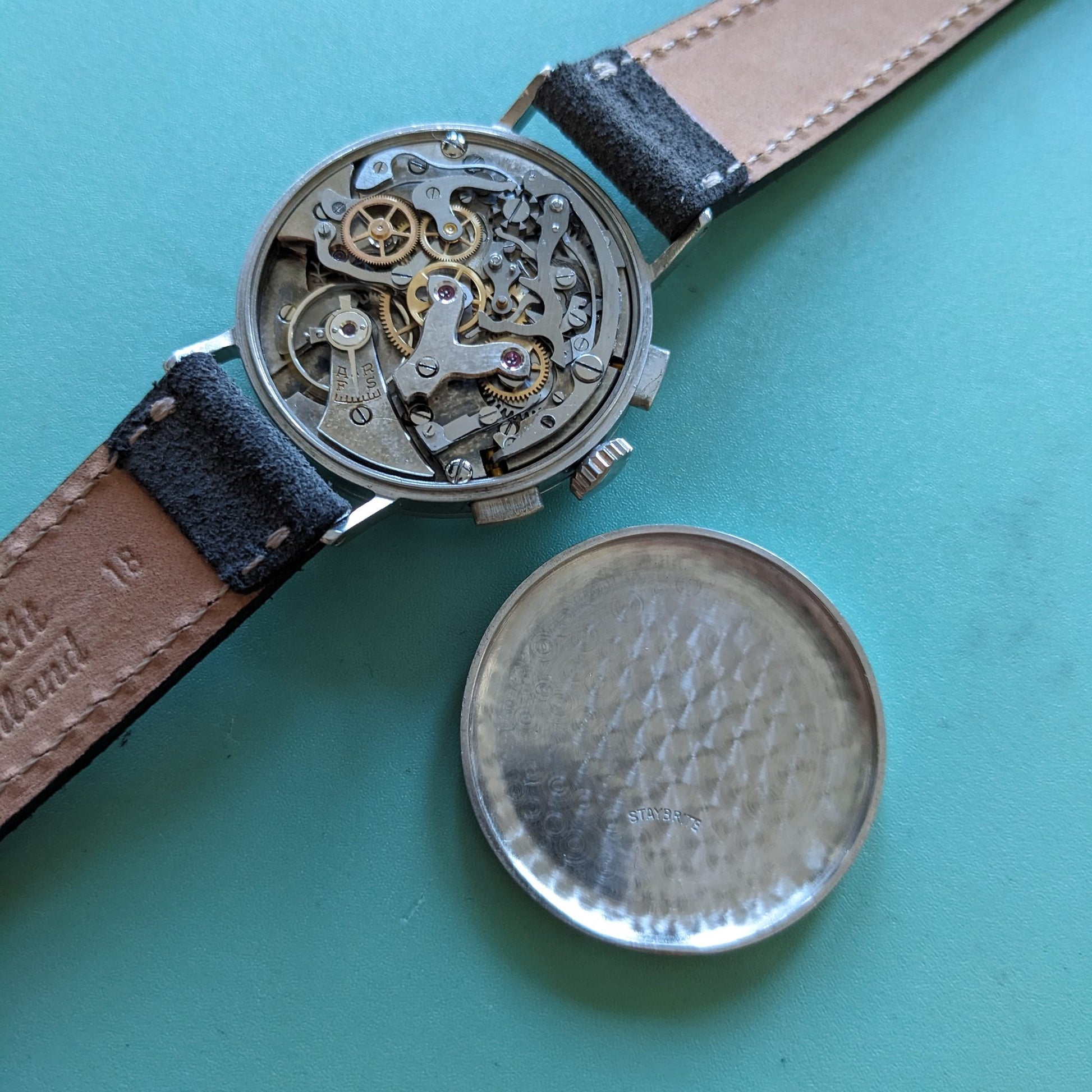 Circa 80 Years Old / Tavannes WWII Military two-register Chronograph / Ref S/1313 / Vintage 1940s Watch / Cal Venus 175 Movement / Serviced vintage watch