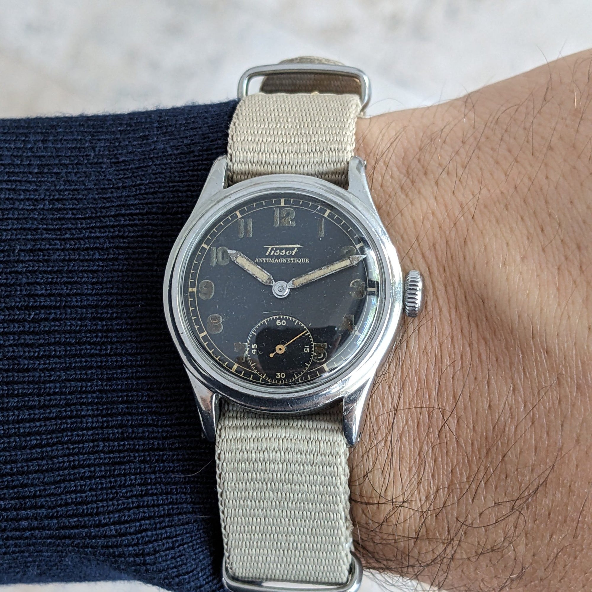 Circa 80 Years Old World War Tissot Antimagnetique / Vintage 1940s Watch / Cal 27 Movement / Serviced vintage watch