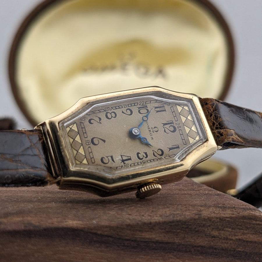 Circa 90 Years Old / Omega Lady 14ct Gold/ Antique 1930s Watch / Cal 14.8F Movement / Serviced
