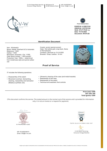 1950s Eberhard & Co Automatic 18ct gold | Ref. 11601 | Cal. 11500 | Vintage 1950s | Serviced