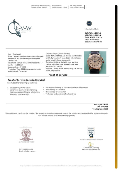 War era 1940s Longines Weems air-navigation | Cal. 10L | WWII 1944 | Serviced