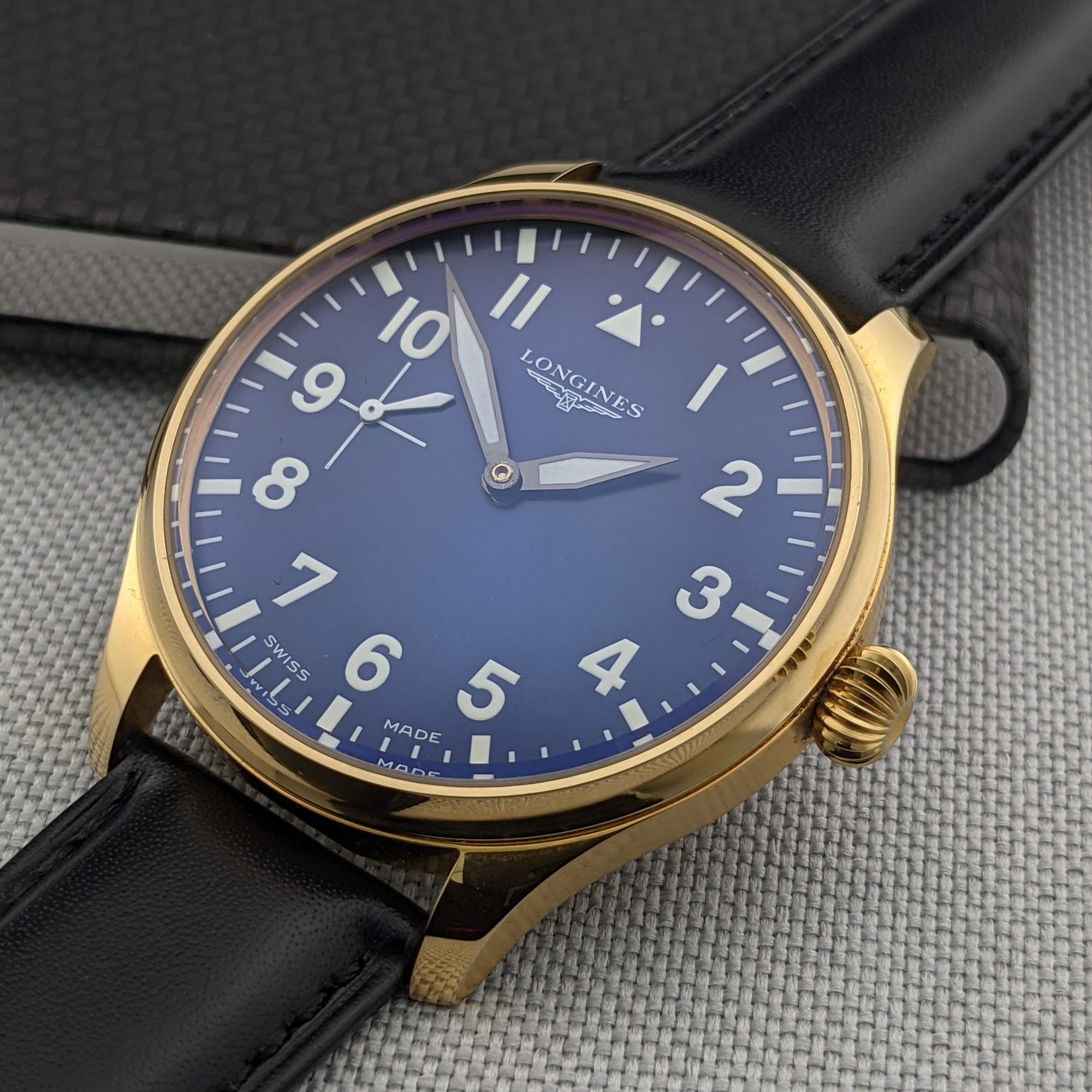 Pocket Watch Conversion with circa 95 Years Old Longines pocket watch movement 1929 restyled in the spirit of contemporary pilot watches / Cal 18.79 ABC / Serviced dial