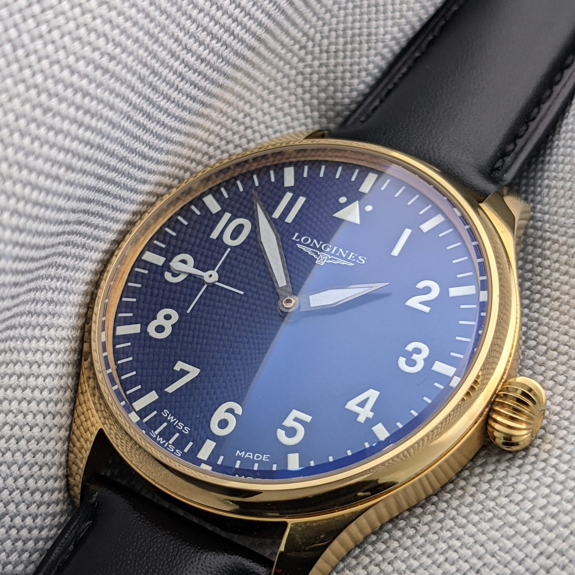 Pocket Watch Conversion with circa 95 Years Old Longines pocket watch movement 1929 restyled in the spirit of contemporary pilot watches / Cal 18.79 ABC / Serviced vintage watch