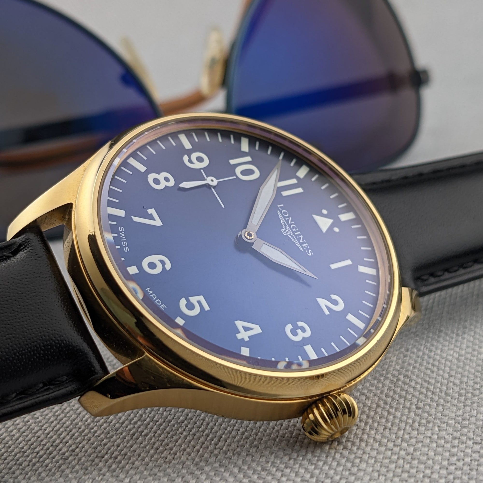 Pocket Watch Conversion with circa 95 Years Old Longines pocket watch movement 1929 restyled in the spirit of contemporary pilot watches / Cal 18.79 ABC / Serviced vintage watch