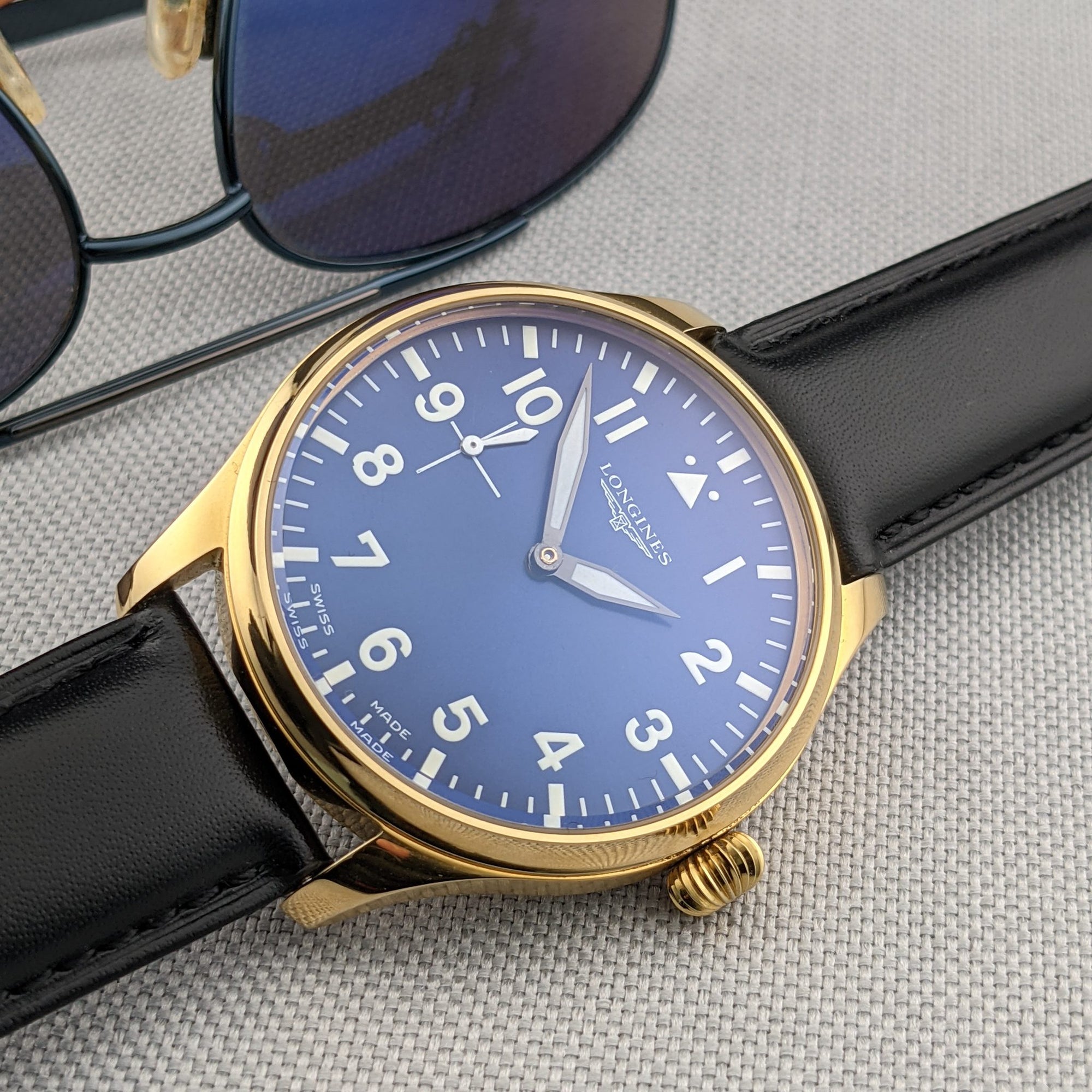 Pocket Watch Conversion with circa 95 Years Old Longines pocket watch movement 1929 restyled in the spirit of contemporary pilot watches / Cal 18.79 ABC / Serviced vintage watch