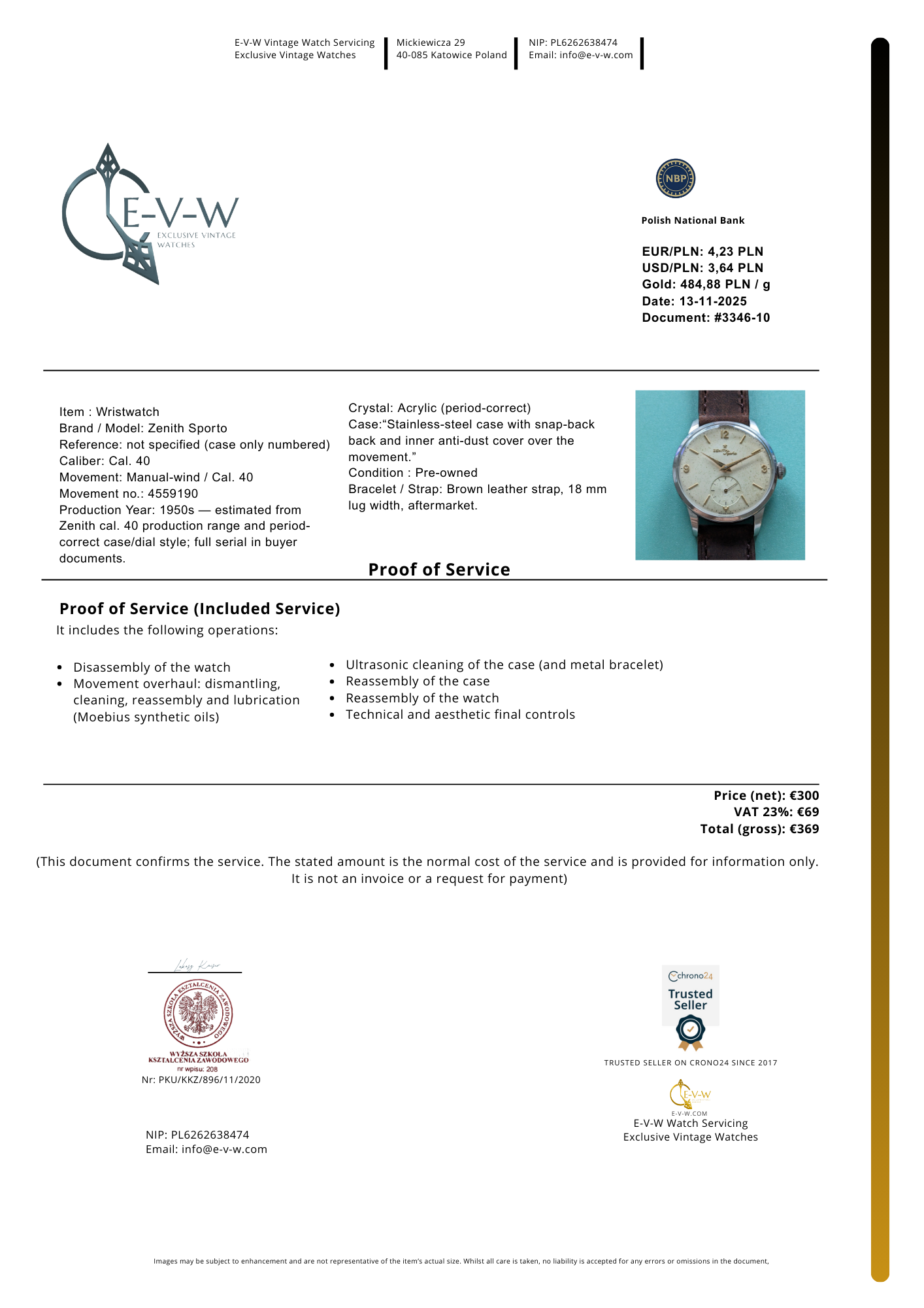 RARE 1950s Zenith Sporto | Cal. 40 | Rare Patented Transparent Dust Cover| Serviced