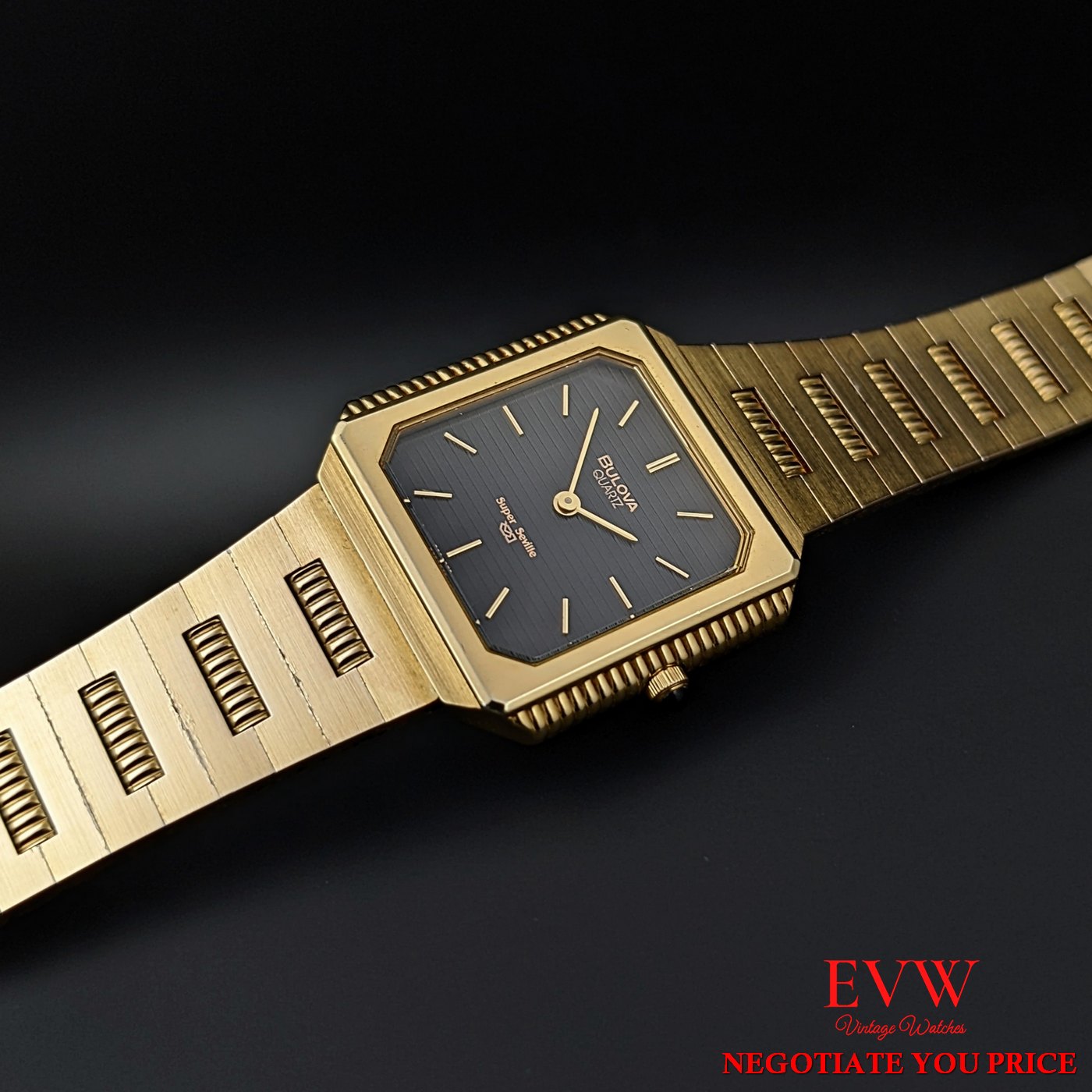 Vintage Wristwatch Bulova Super Seville / Vintage 1980s