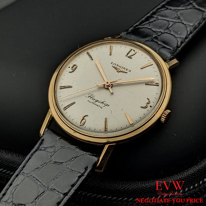 Vintage Longines Flagship 18K Solid Gold Automatic from 1960 with Kif-Flector / Fully Serviced