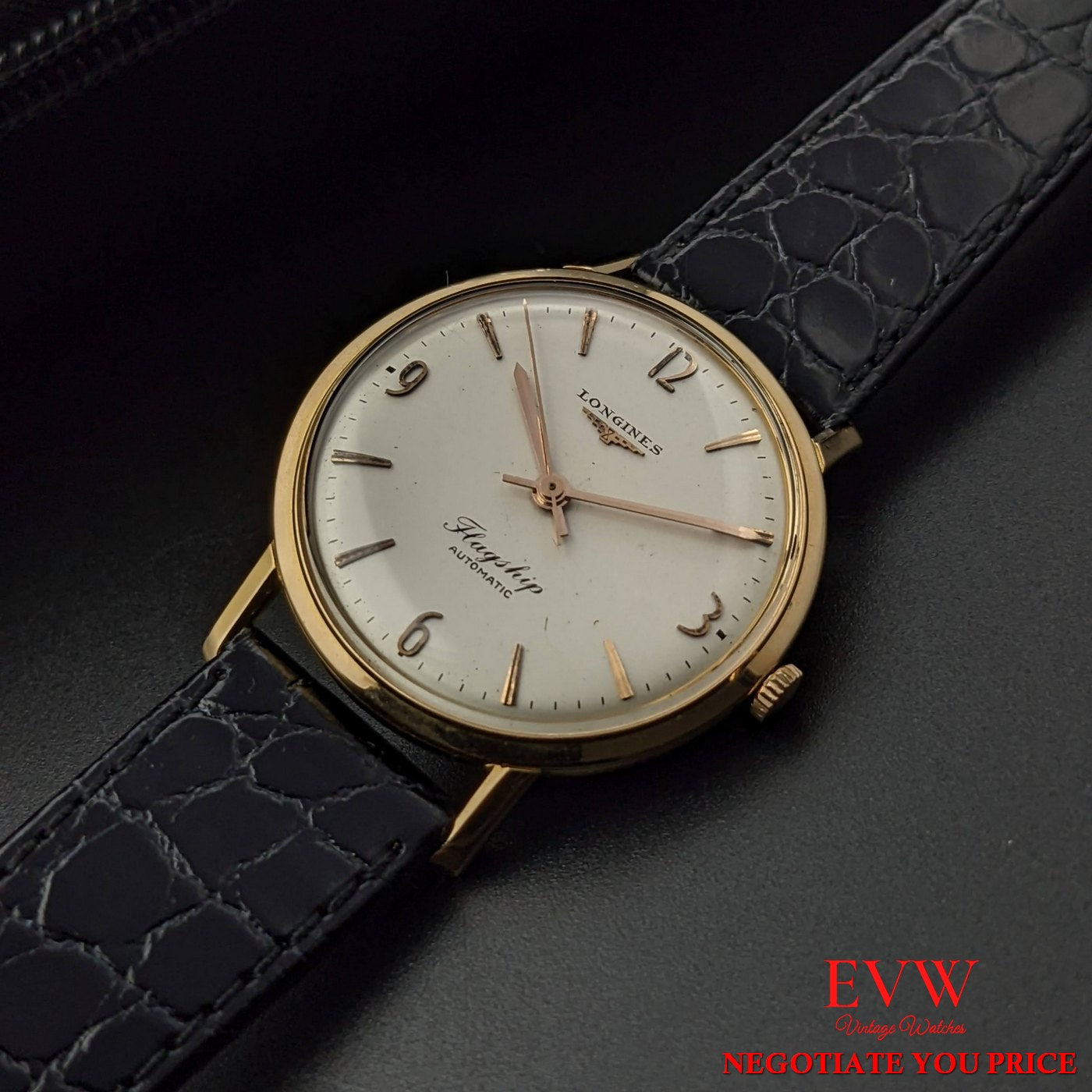 Vintage Longines Flagship 18K Solid Gold Automatic from 1960 with Kif-Flector / Fully Serviced