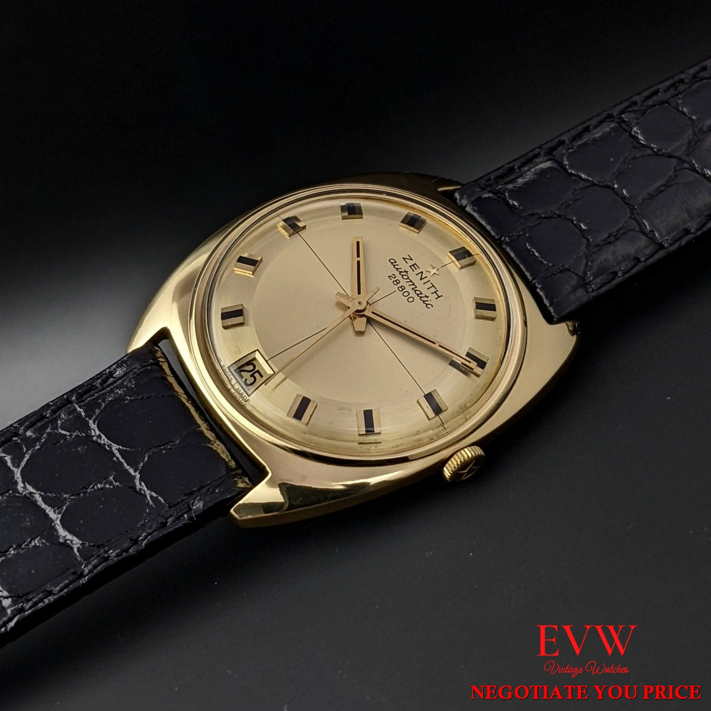Vintage Zenith 28800 Automatic 18k Gold from 1970s / Fully Serviced