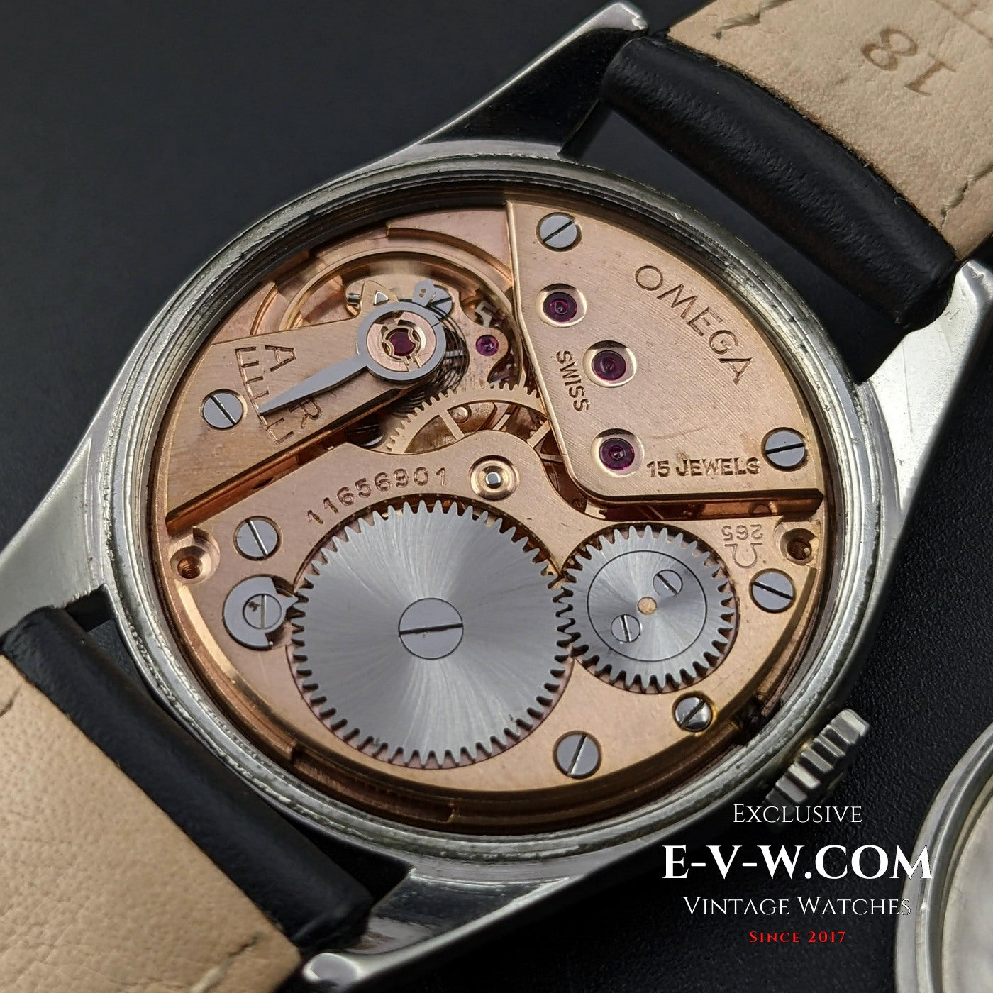 Omega wijzerplaat met honingraatmotief, zeldzaam model / Ref. 2536-2 / kaliber 265 (30T2) / Volledig geserviced 