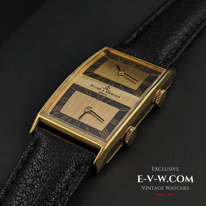 Baume & Mercier Very Rare Dual Time Zone / 18K Yellow Gold / Ref 32002 / Vintage 1970s / Fully Serviced