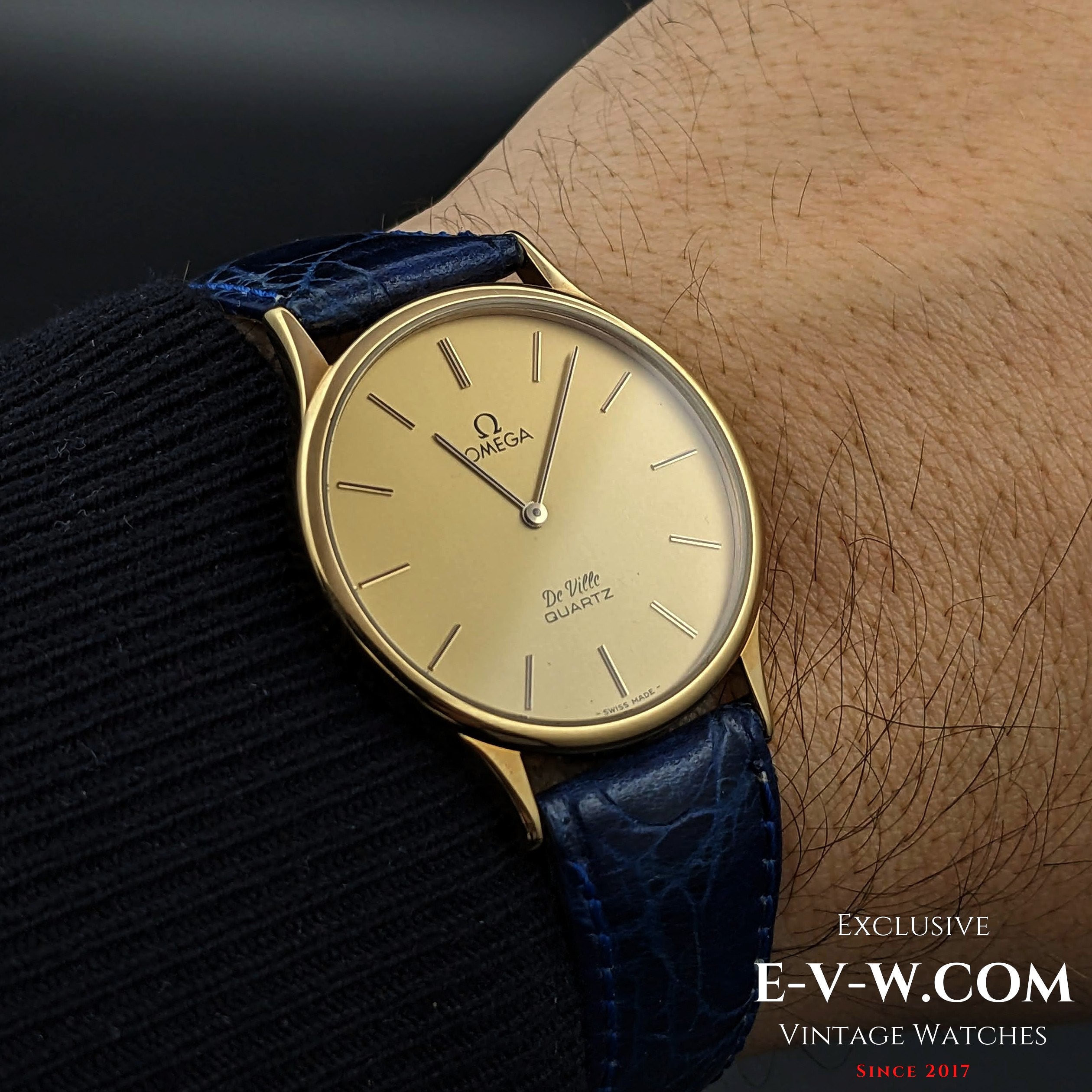 Omega De Ville Quartz Gold Plaque original Omega sticker on the back / –  Exclusive Vintage Swiss Watches