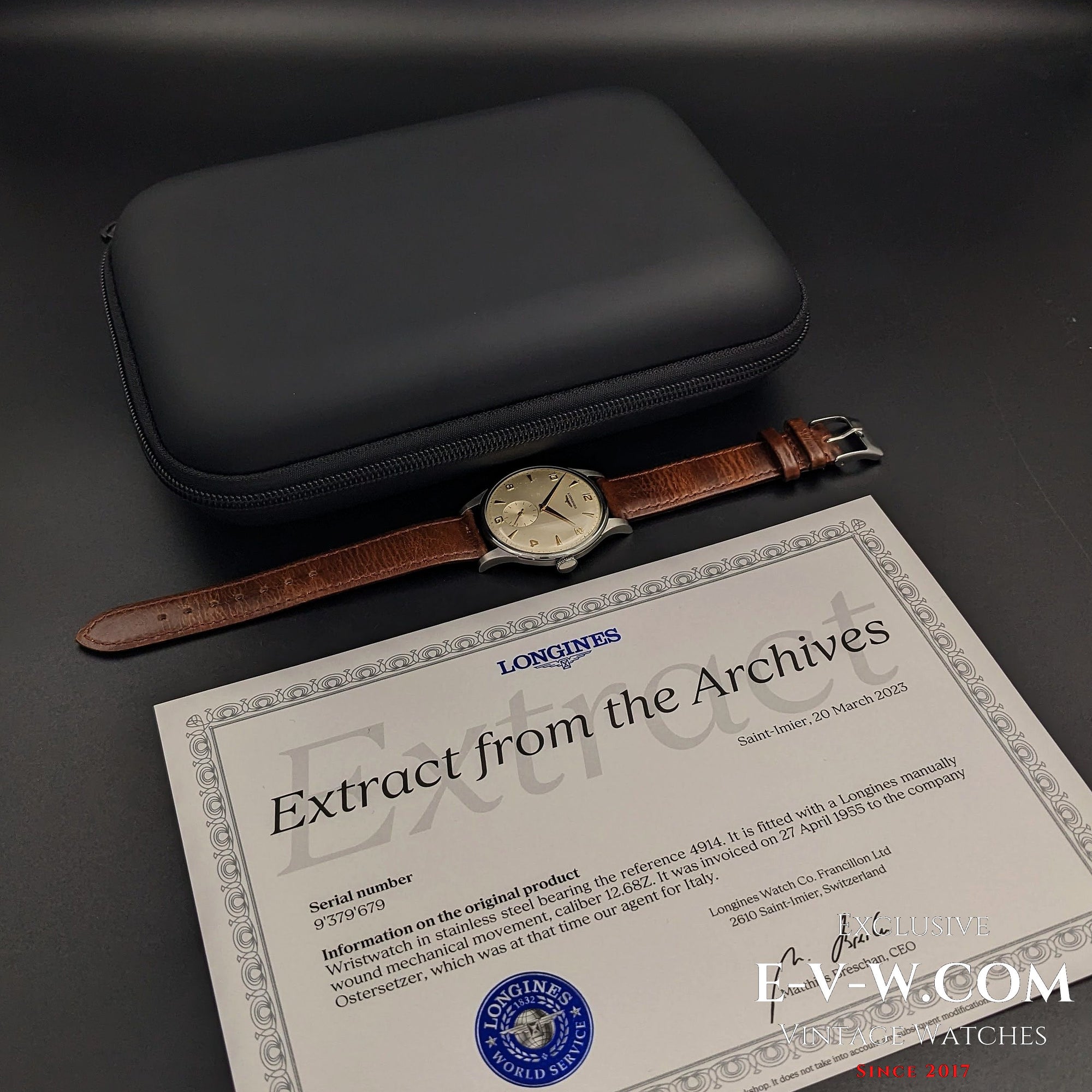 Longines Jumbo Oversized 37,5 mm / Calibre 12.68Z / Ref. 4914 / Vintage 1955 / Extracto de los Archivos Longines