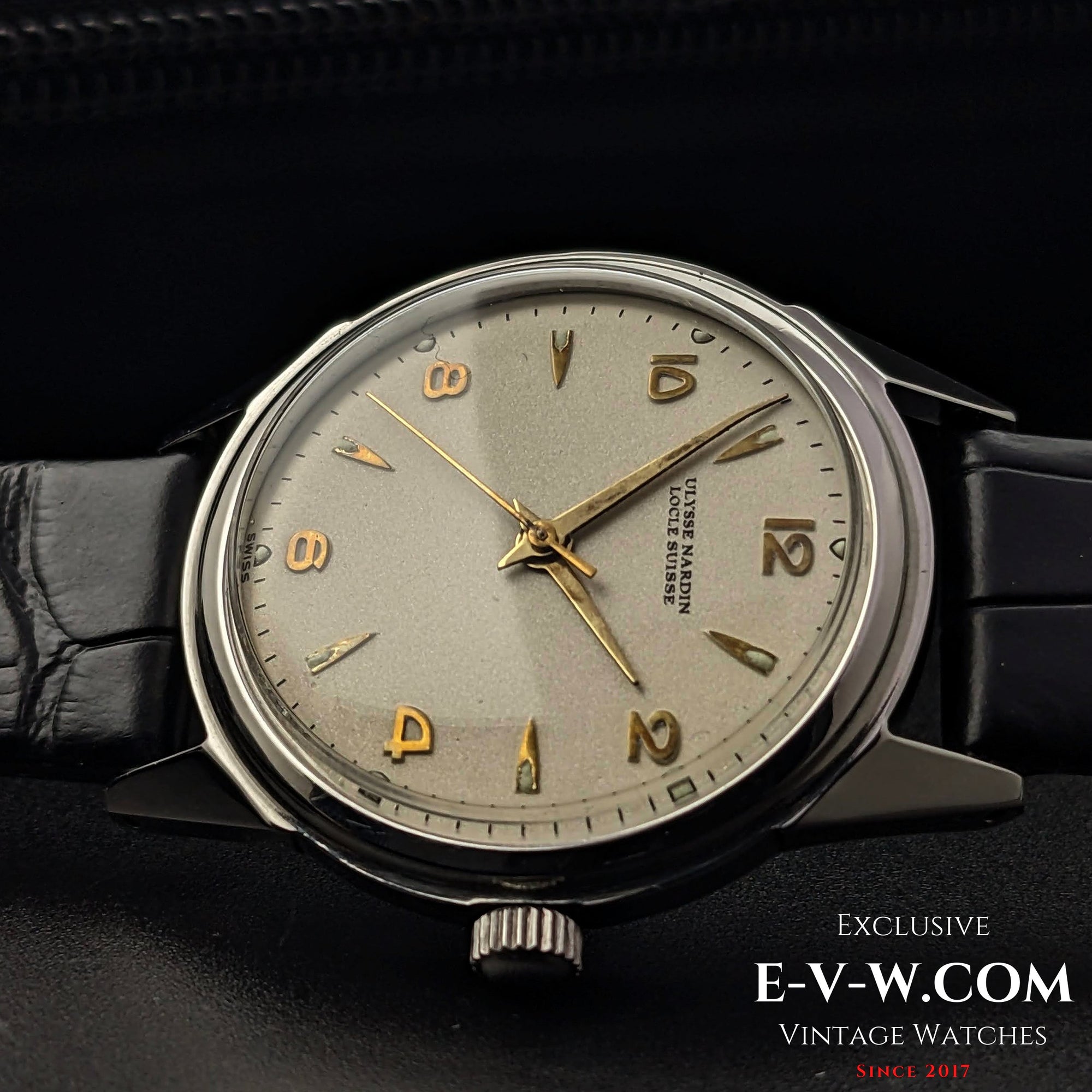 Raro Ulysse Nardin Locle Suisse vintage della seconda guerra mondiale degli anni '40