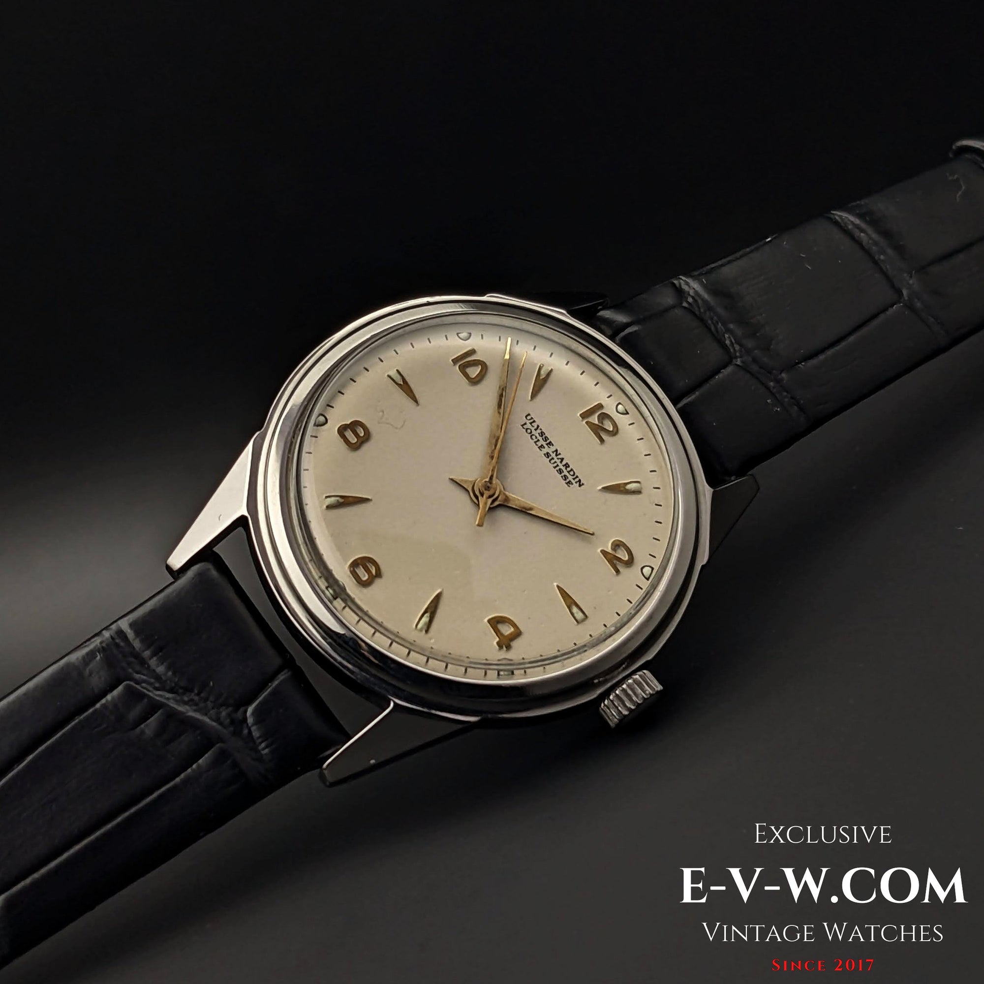 Raro Ulysse Nardin Locle Suisse vintage della seconda guerra mondiale degli anni '40