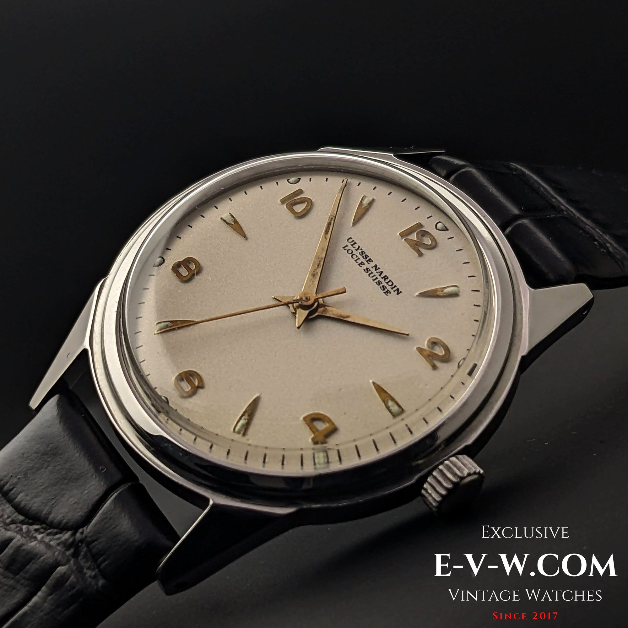 Raro Ulysse Nardin Locle Suisse vintage della seconda guerra mondiale degli anni '40