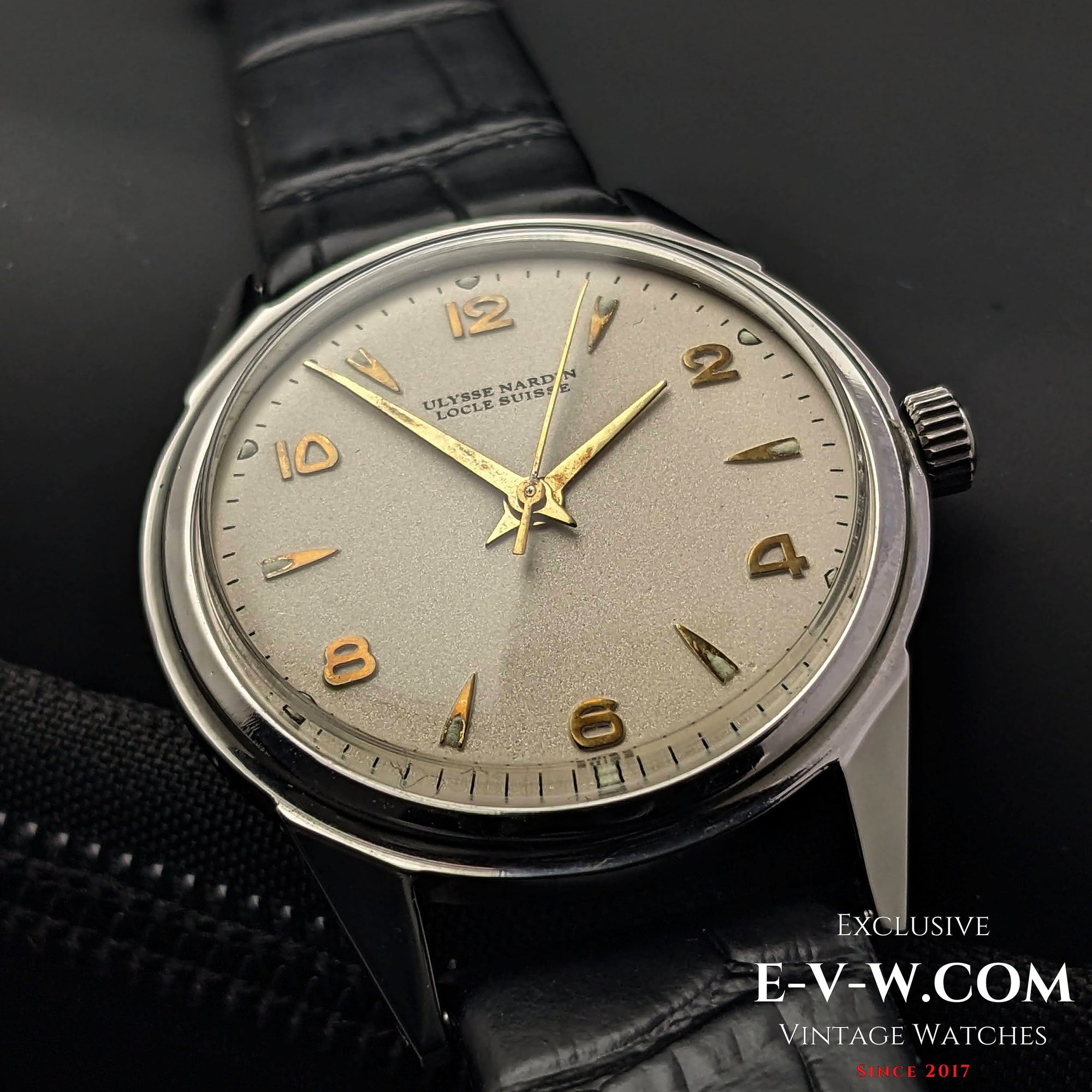 Raro Ulysse Nardin Locle Suisse vintage della seconda guerra mondiale degli anni '40
