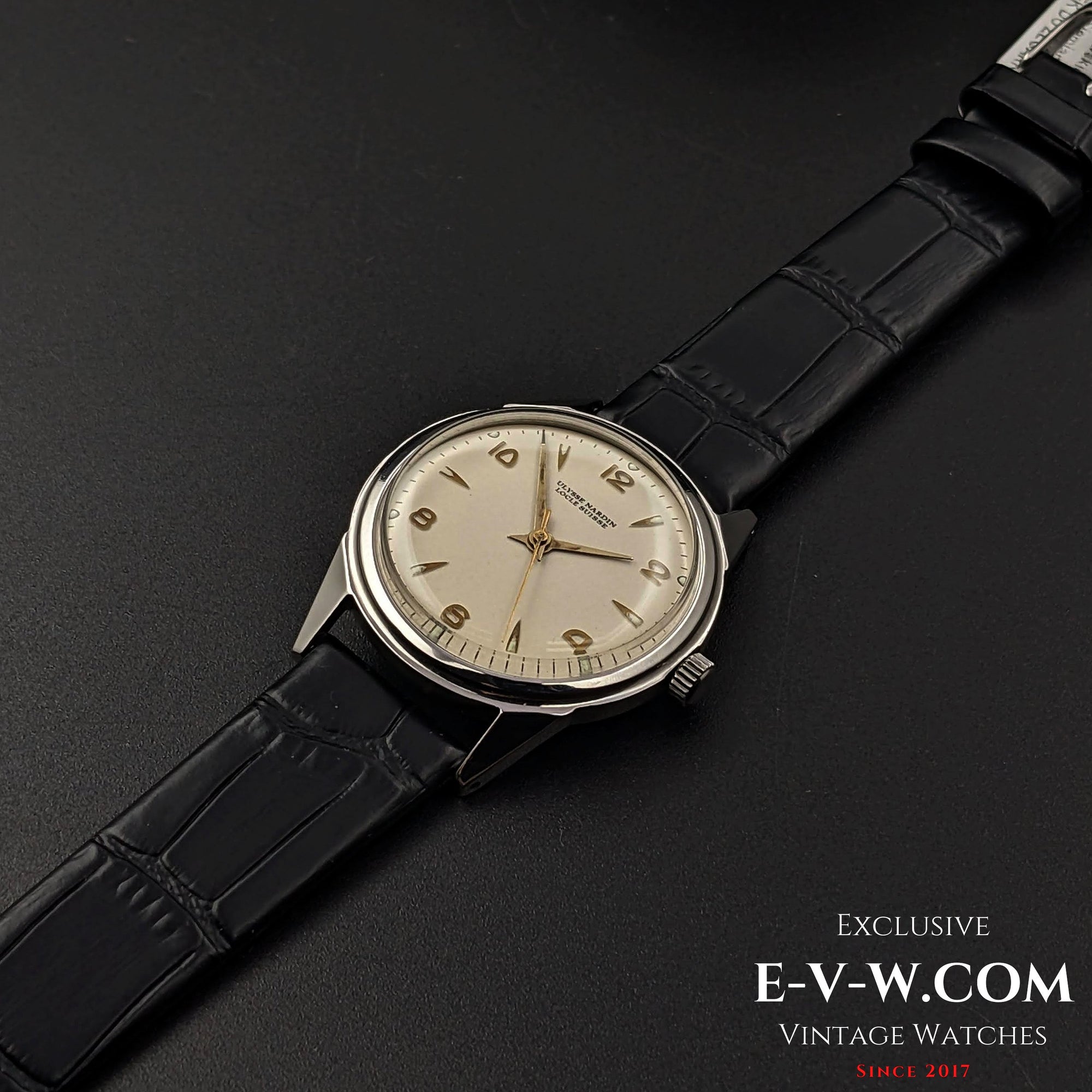 Raro Ulysse Nardin Locle Suisse vintage della seconda guerra mondiale degli anni '40