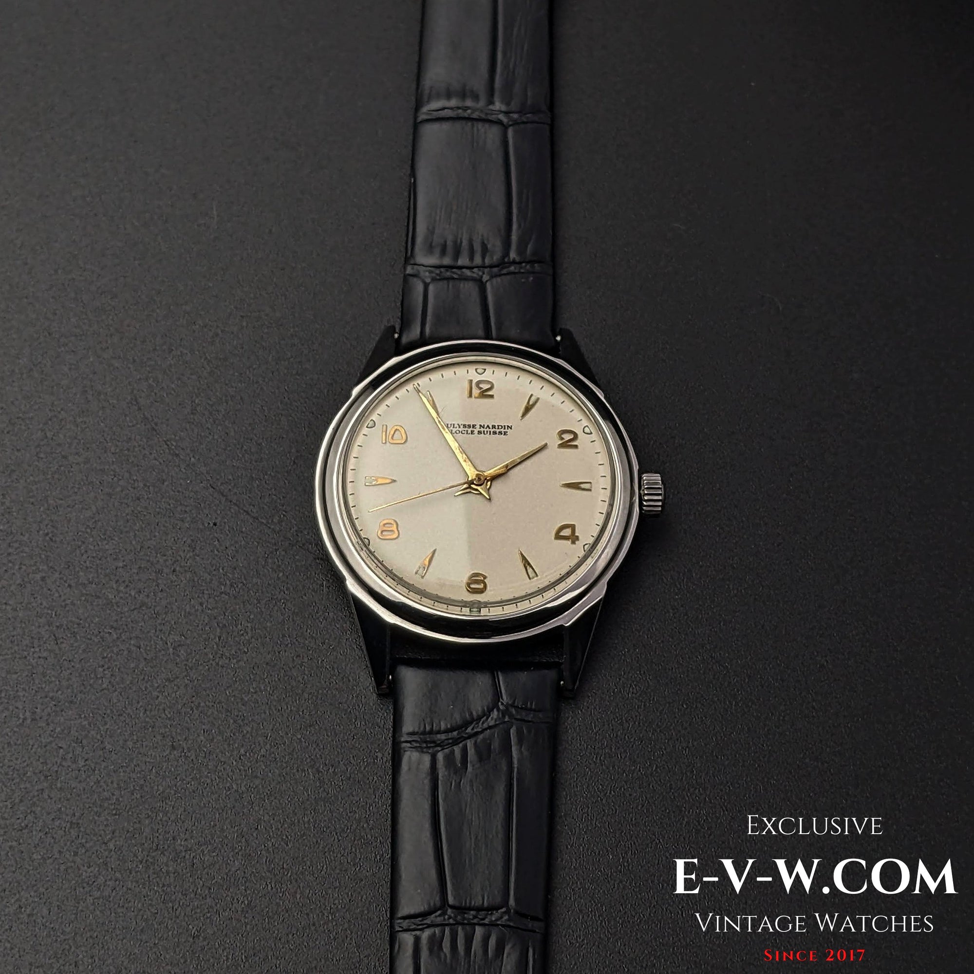 Raro Ulysse Nardin Locle Suisse vintage della seconda guerra mondiale degli anni '40