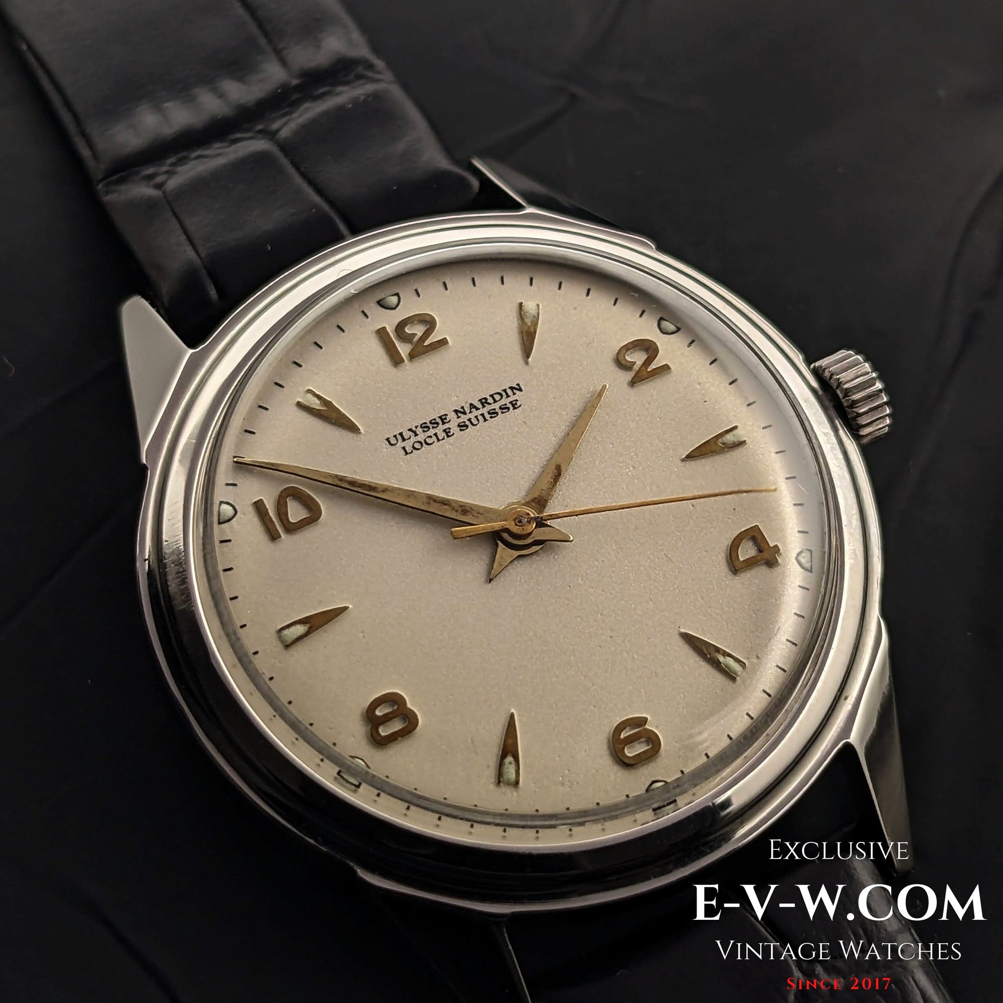 Raro Ulysse Nardin Locle Suisse vintage della seconda guerra mondiale degli anni '40