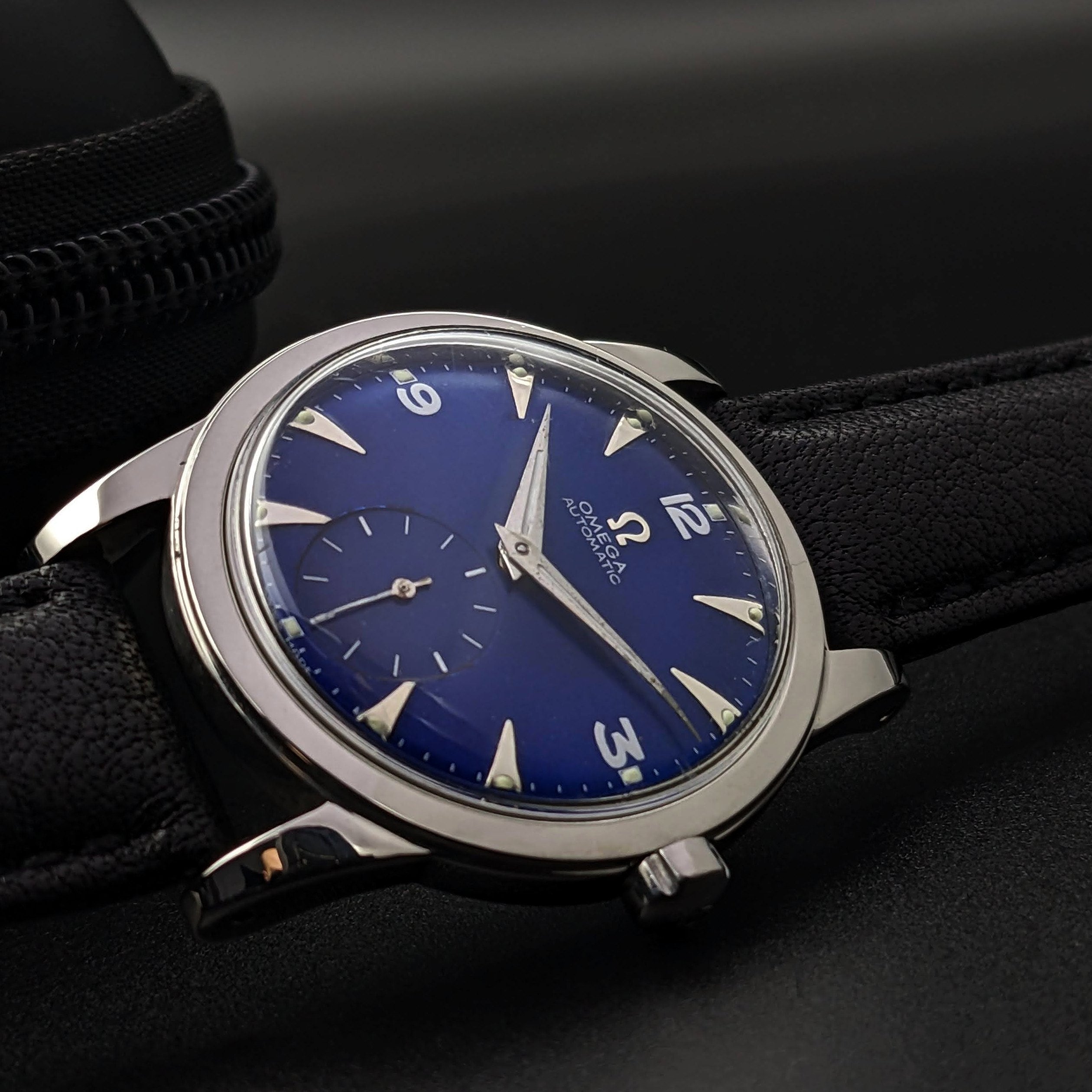 Omega Automatic Bumper / Vintage 1950 / Blue Dial / cal 342/ Ref