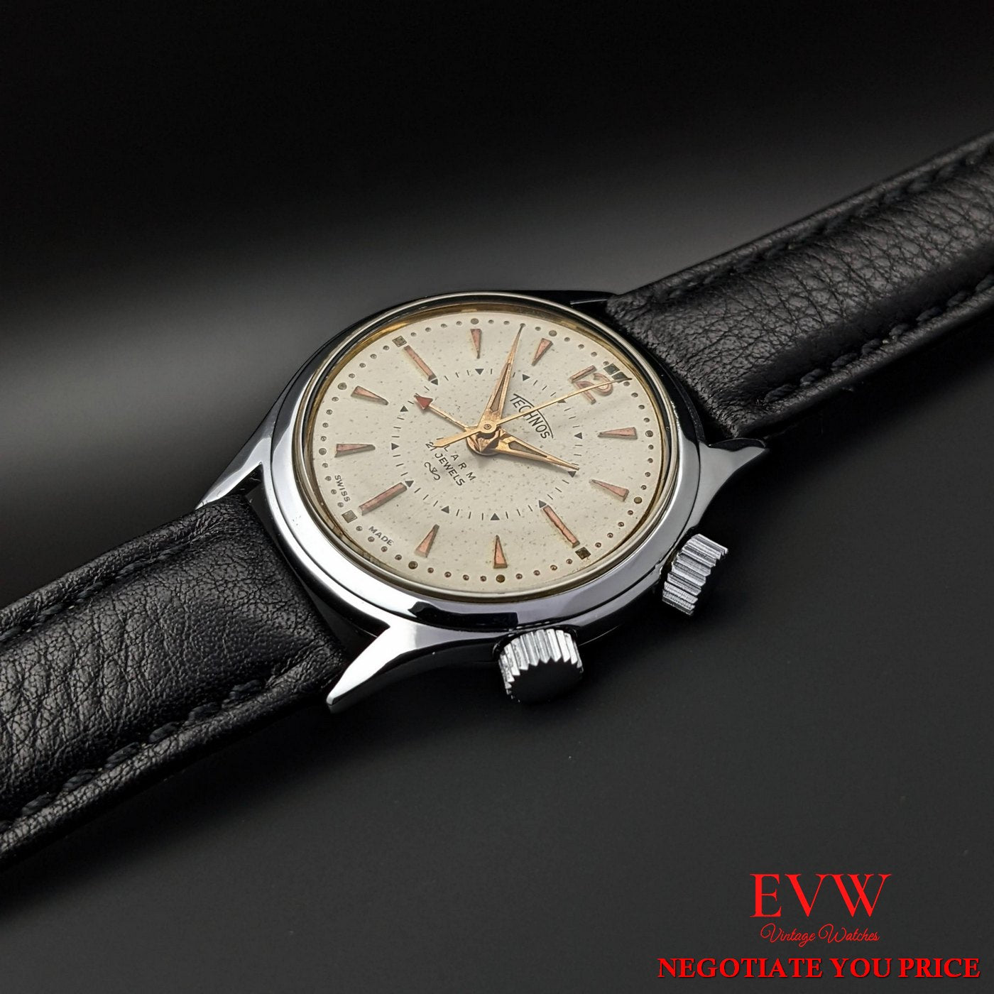Wristwatch Technos Alarm / Vintage 1954.