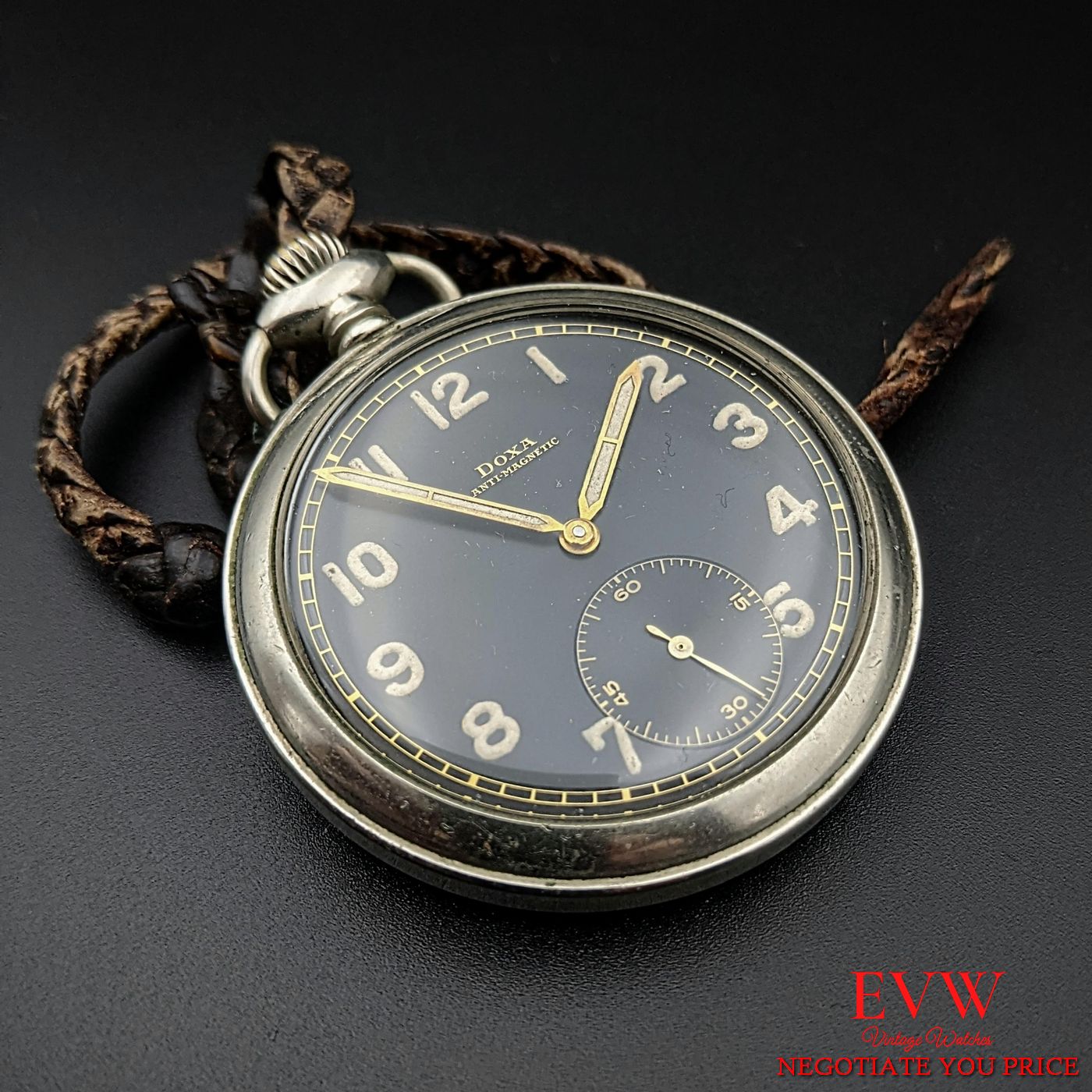 Miltary Pocket Watch Doxa Anti-Magnetic WWII / 18-1/2 CAL '1'