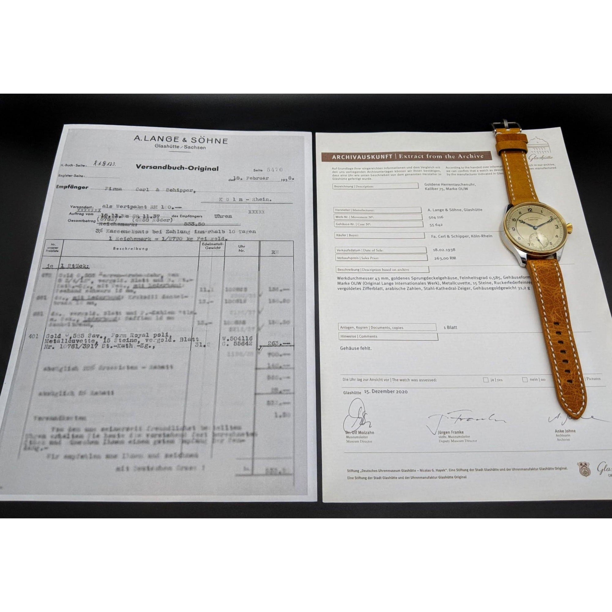 Deutsche Uhren Fabrikation Glashütte "OLIW" Lange Uhr アンティークウォッチ 1938年製 - 製造数6500個のみ - マリッジウォッチ